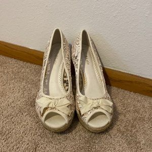 Cream lace heels
